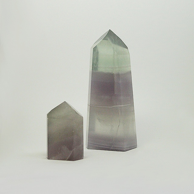 a photo of two argentine pastel fluorite towers