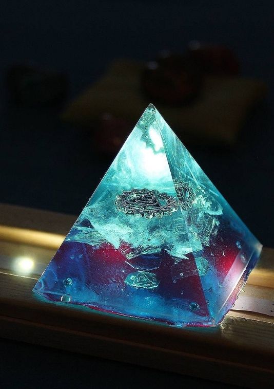 blue pyramid used for chakra alignment during energy work